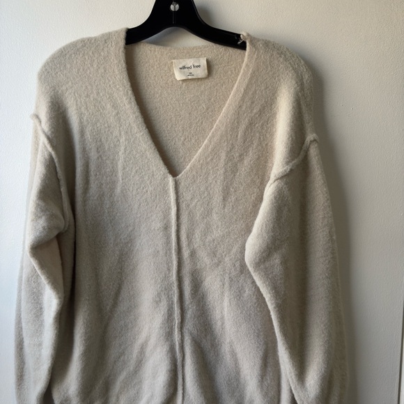 Aritzia Wilfred Free Hush Knit V-Neck Sweater Ivory Cream Soft Nylon Sz 2XS - Picture 7 of 12